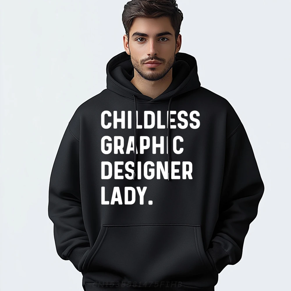 

Childless Designer Lady Design Computer Graphic Hoodies For Men Christmas Hoodies Sweatshirt Long Sleeve Family Round Collar