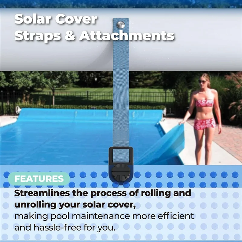 AS60-Solar Cover Straps Pool Solar Cover Straps Clips Reel Attachment Kit Swimming Pool Solar Reel Tube & Blanket Fastening Kit
