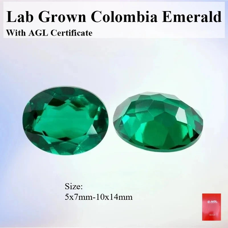 

Oval Cut Colombia Lab Grown Emeralds Gemstone With AGL Certificate For Ring Pendant Jewelry Diy Making