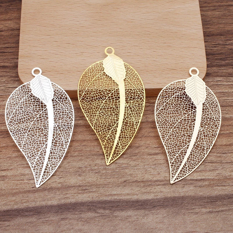 BoYuTe (10 Pieces/Lot) 66*35MM Filigree Leaf Metal Brass Sheet Diy Jewelry Accessories Handmade Materials