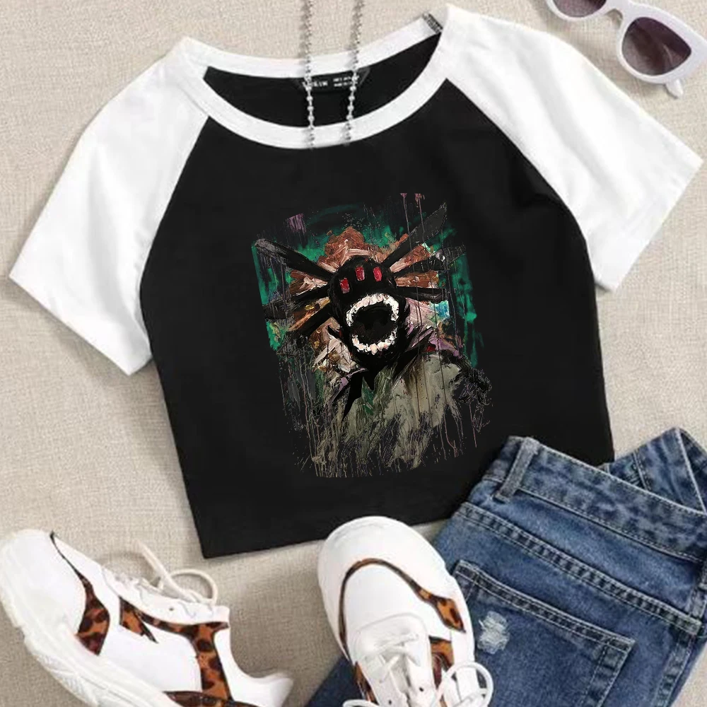 Linkin-Park The Emptiness Machine Girls Crop Shirts Color blocked short sleeved O-Neck Casual Women T-shirt