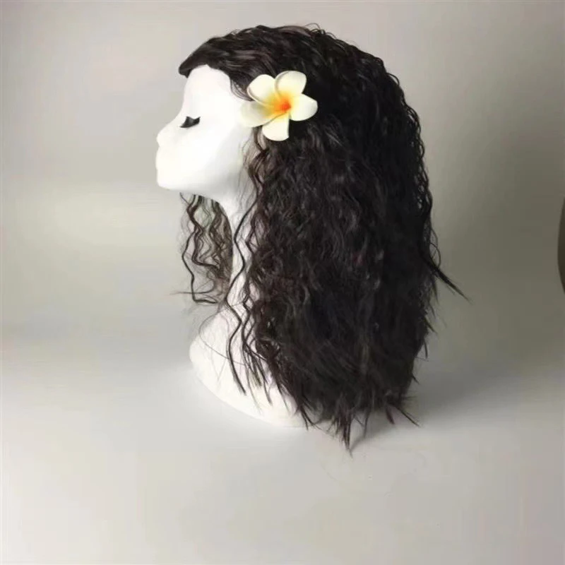 Moana Cos cheveux longs bouclés fête femme mode vêtements Match chapeaux grande vague cheveux Anime Moana princesse rôle modélisation perruque