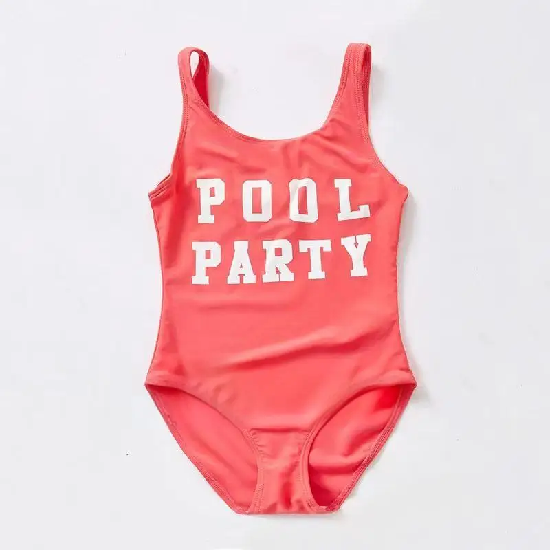 2024 Kids Latest Beach All-in-One Ice Cream Letter Print Girls Swimsuit Sunshine Baby Convenient Comfortable Swimsuit