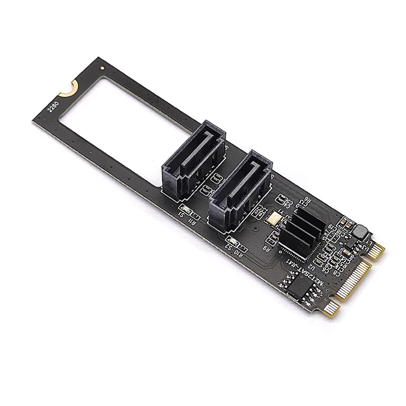 Adaptateur de carte d'extension M.2 NVME vers SATA 3.0 6 go M.2 Key-M PCIE NVME vers 2 ports SATA3.0 Riser Card convertisseur JMB582 PCI-E 3.0 Chip