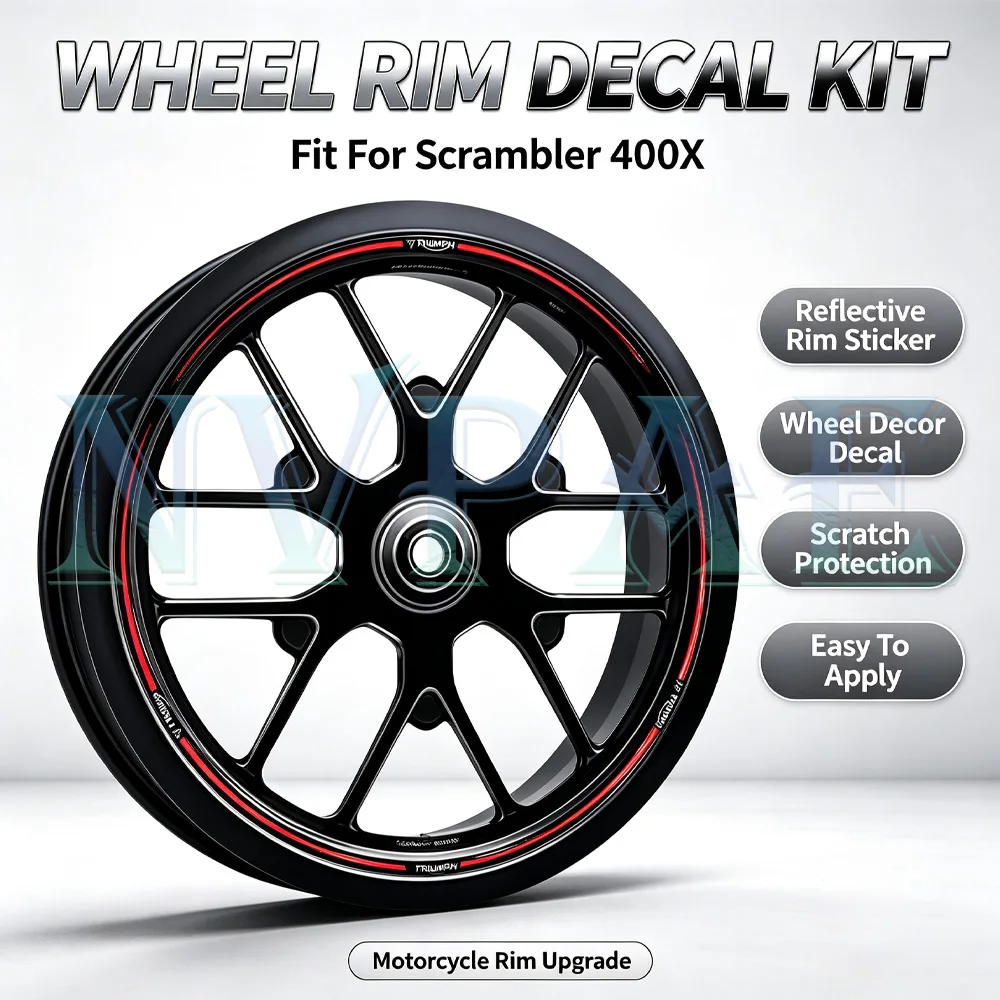 For Scrambler 400X Reflective Rim Sticker Wheel Decor Decal Scratch Protection Easy To Apply Motorcycle Rim Fit Scrambler 400X