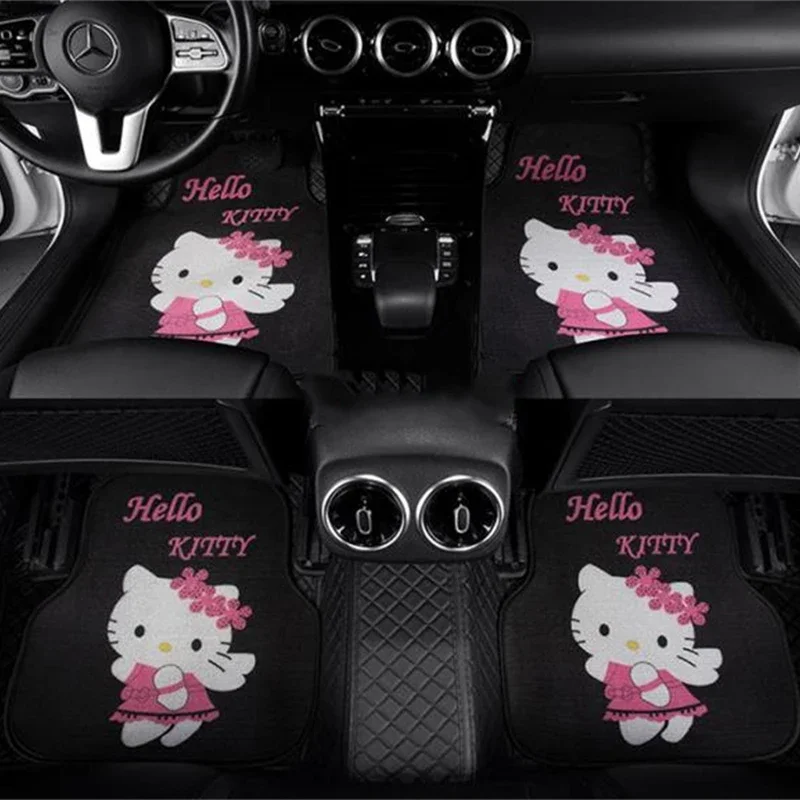 1pcs Sanrio Kawaii Hello Kitty Car Mats Cartoon Car Anti-slip Mats Single-Piece Dirty Resistant Foot Mats Accessories Auto Parts