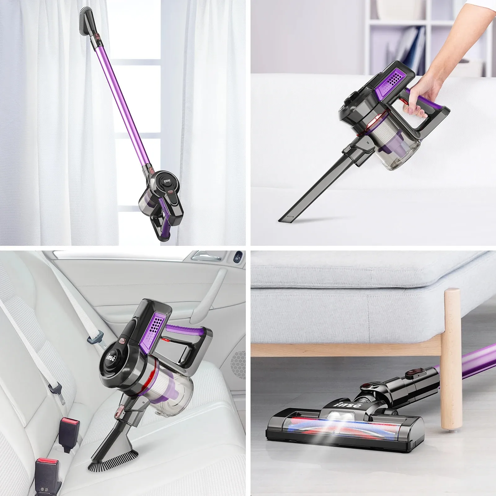 INSE N660 Cordless Vacuum Cleaner 160W Powerful Suction  6-in-1 Stick Handheld Vacuum Up to 45 mins Runtime for Household Clean