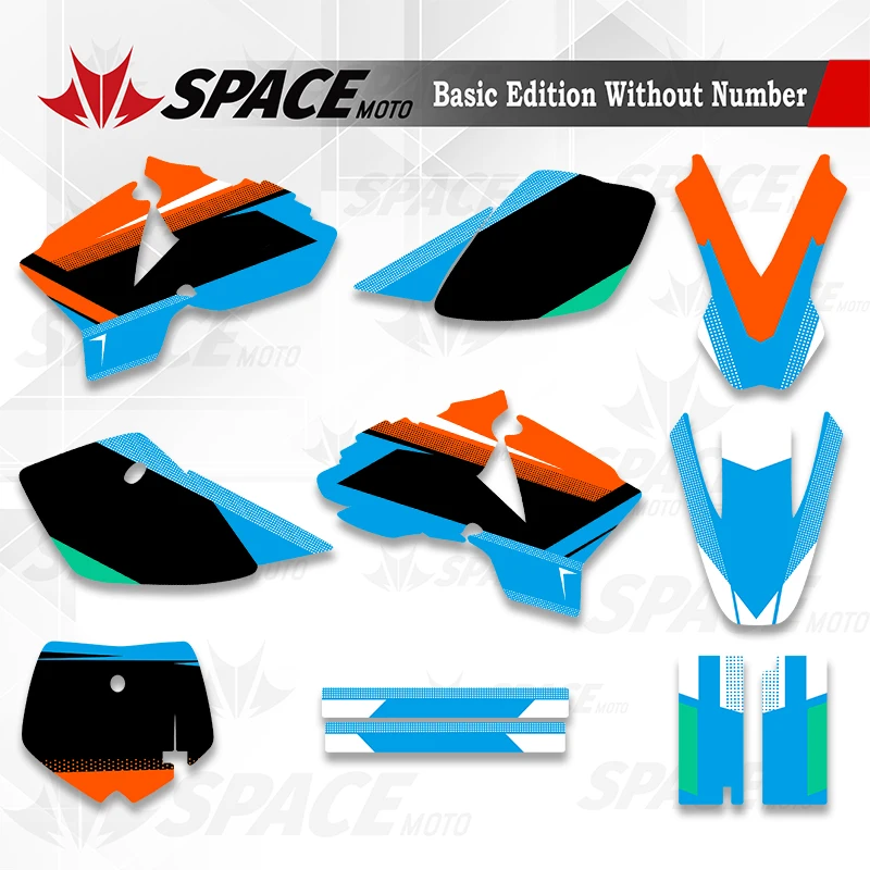 SPACE Для KTM SX80 2002-2008 Полный комплект мотоциклетных графических наклеек, стикеров, комплектов с номером, именем и фоном на заказ