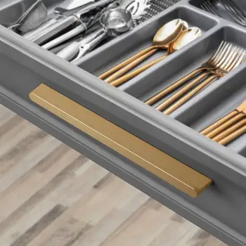 KK&FING 1KS Jednoduché zlaté kartáčované kuchyňské kliky s dlouhými dveřmi, hliníková slitina, úchyty pro skříňové dveře, nábytkové kování 10 nejlepší prodej zlaté úchytky skříněk - №9