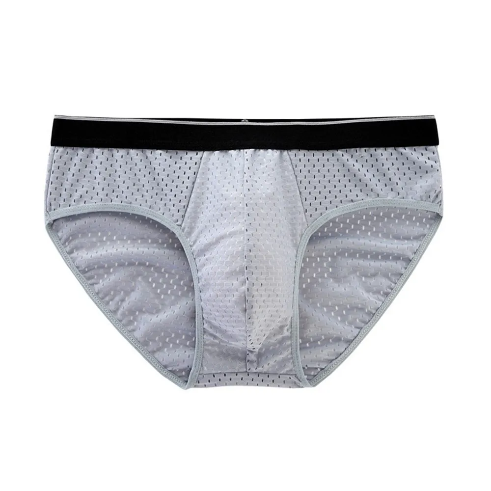 Men Underwear Ice Silk Mesh Breathable Briefs Summer Comfortable Soft Elasticity Panties Triangle Thong Quickly Dry Pants