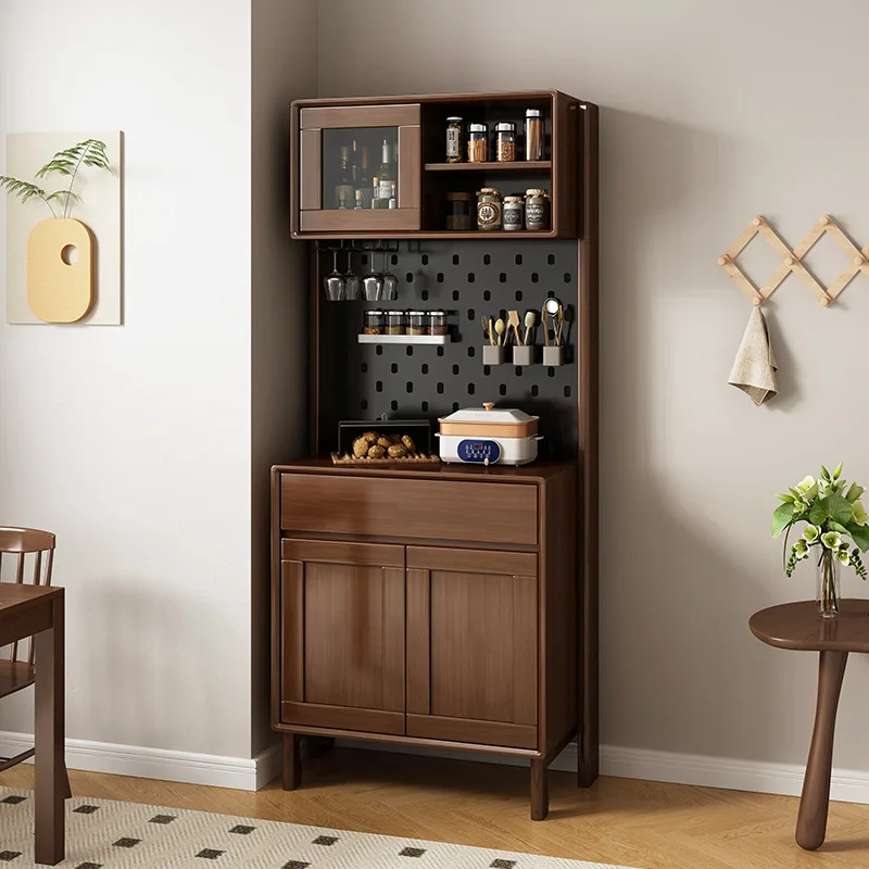 

Скандинавский обеденный буфет из массива дерева, кухонный шкаф с перфорированной панелью, простой современный дизайн, полностью из массива дерева.