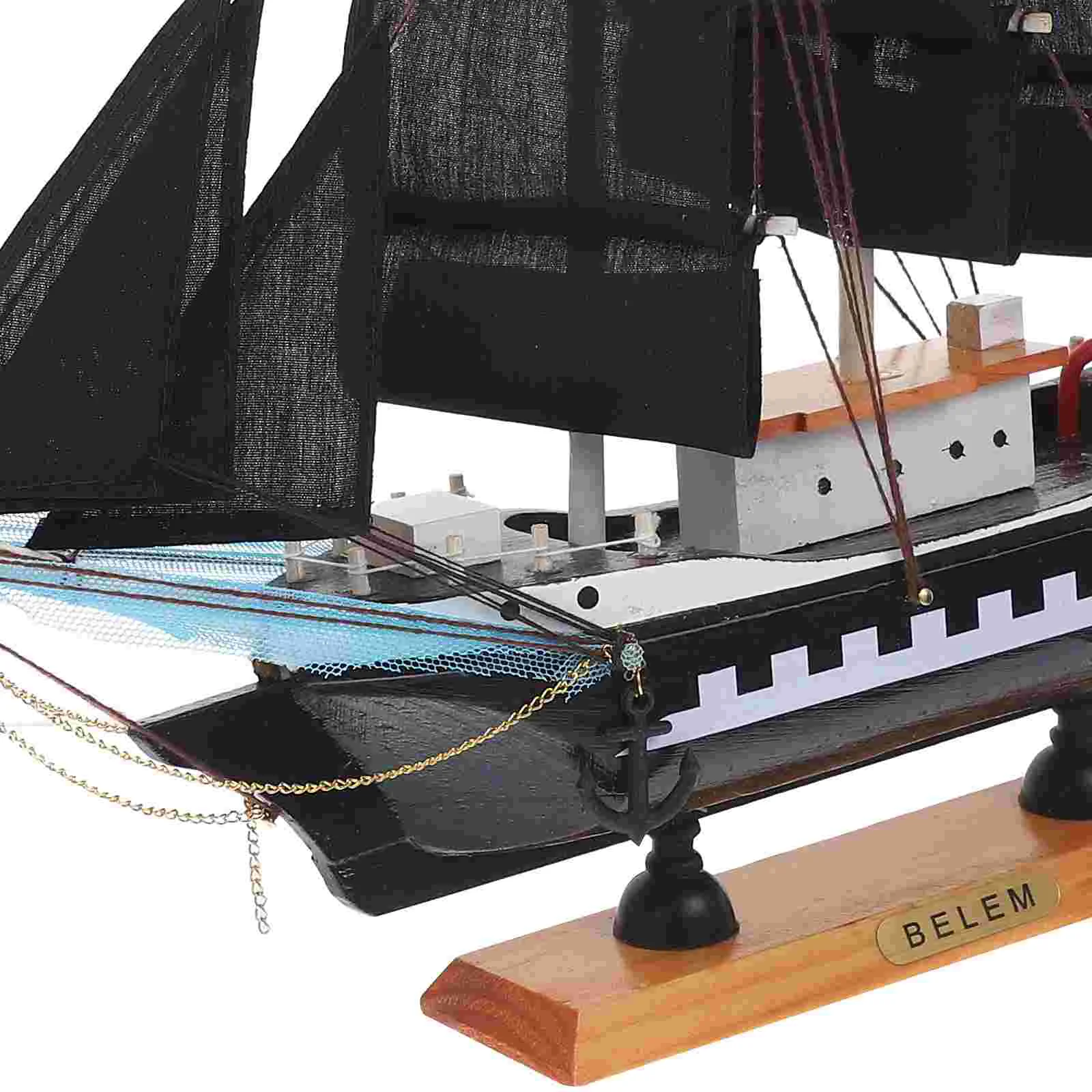 Decor 33cm Pirate Wooden Sailing Ship Model Sailboat The Mediterranean Caribbean Black