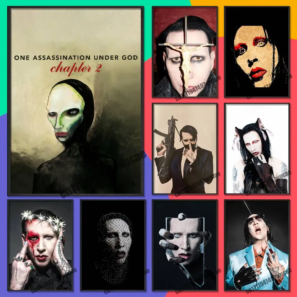 For Marilyn Manson One Assassination Under God Chapter 2 Poster Cover Wall Sticker Bedroom Custom Self-adhesive Fans Playbill