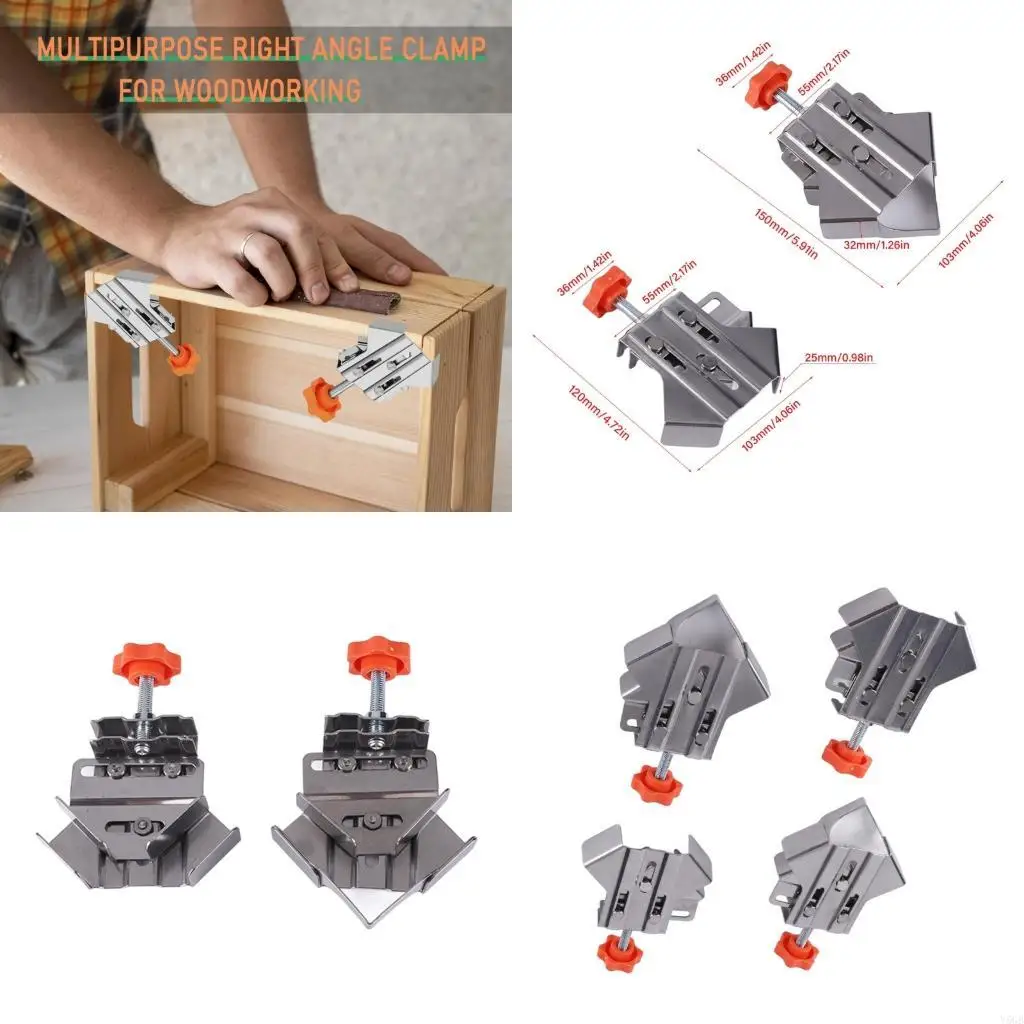 

4pcs Right Angles Clamps With Not Slip Grip Corner Clamp Multipurpose for Accuracy Woodworking Metalworking Framing Y5GB