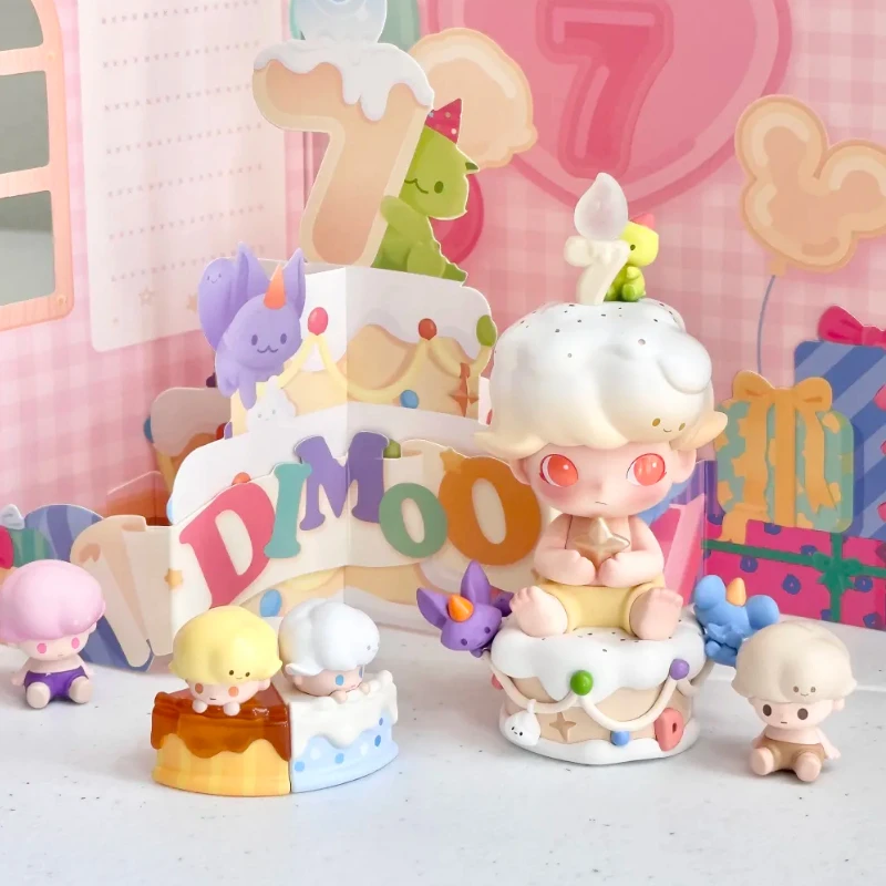 

Happy Birthday To Dimoo Seven Years Anniversary Figure with Little Fox Dimoo Sitting Cake Designer Toy Art Collection Exhibition