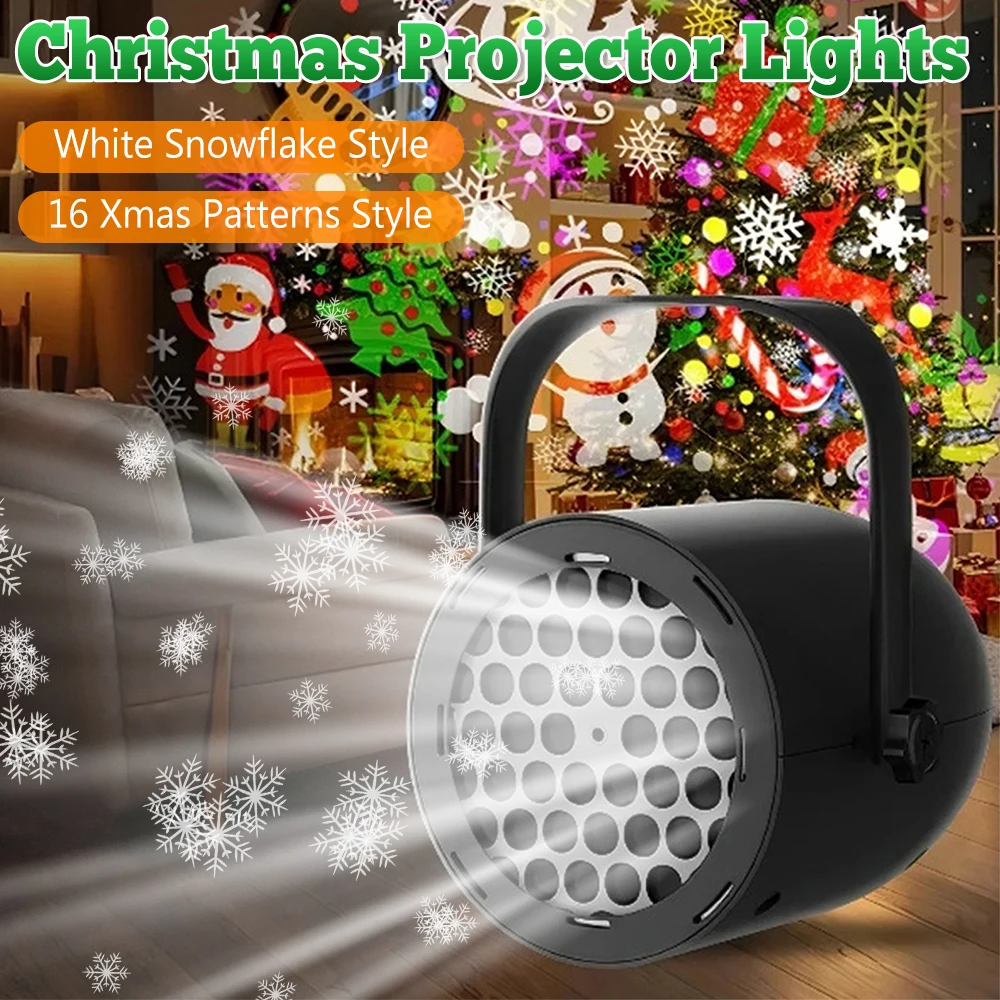 16 أنماط LED مصباح بروجيكتور عيد الميلاد 360 ° مصباح زينة لحفلات عيد الميلاد قابل للدوران، إضاءة داخلية وخارجية، أضواء ثلج #1
