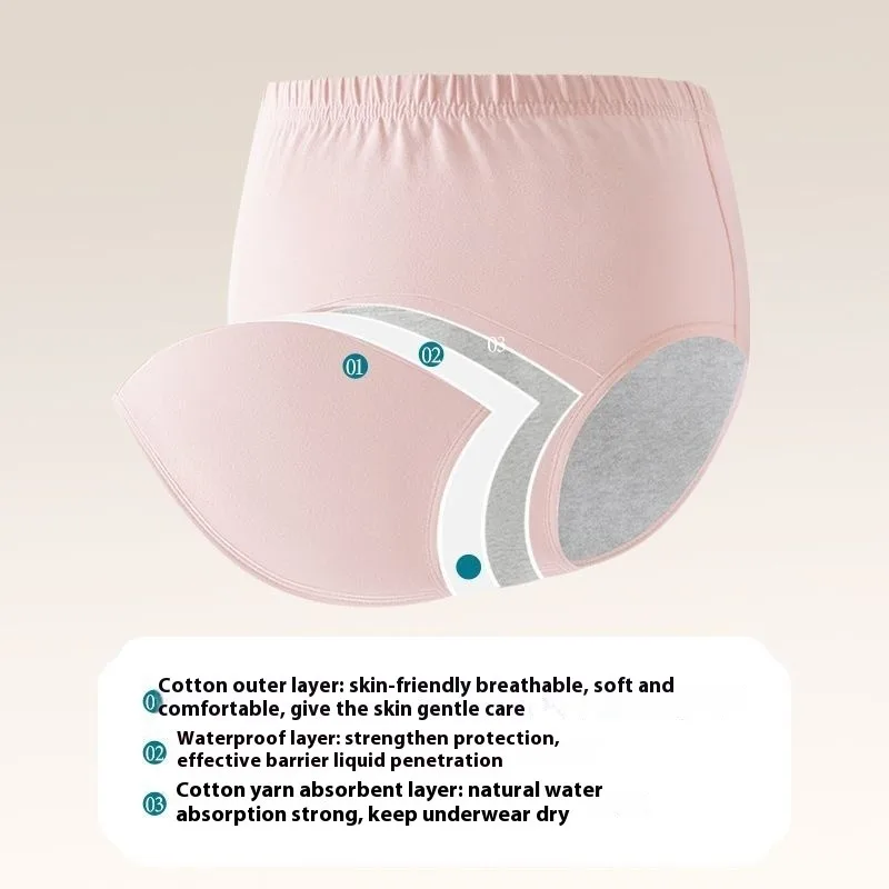 ผู้หญิงผ้าฝ้ายผ้าอ้อมชุดชั้นในผู้สูงอายุสุภาพสตรีขยาย Gusset Leak PROOF หนากางเกงผู้ป่วยไม่หยุดยั้งกางเกง