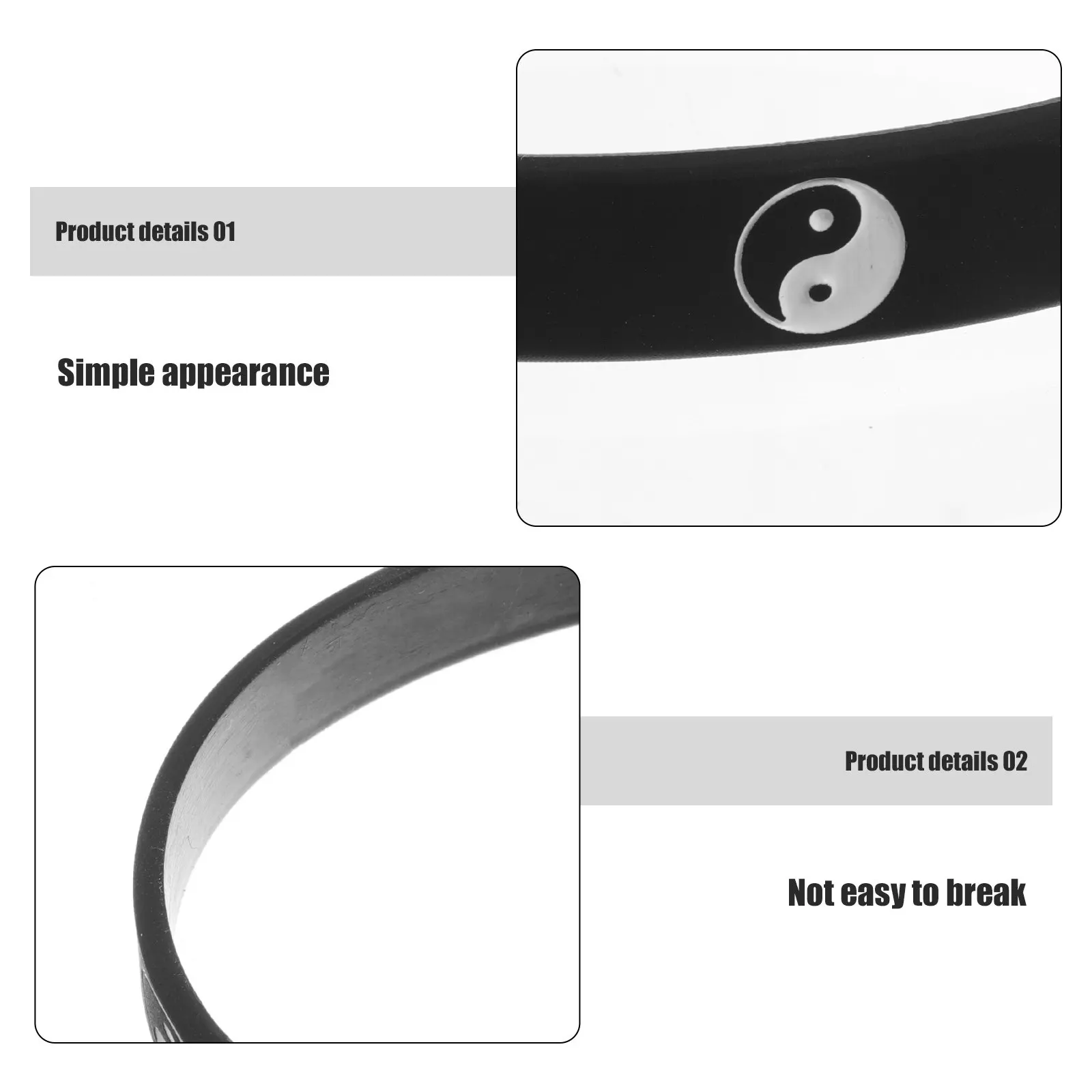 2Pcs Tai Silicone Wristbands Matching Yin Yang Bracelets Street Dance Hip Band Couple Friendship Silicone