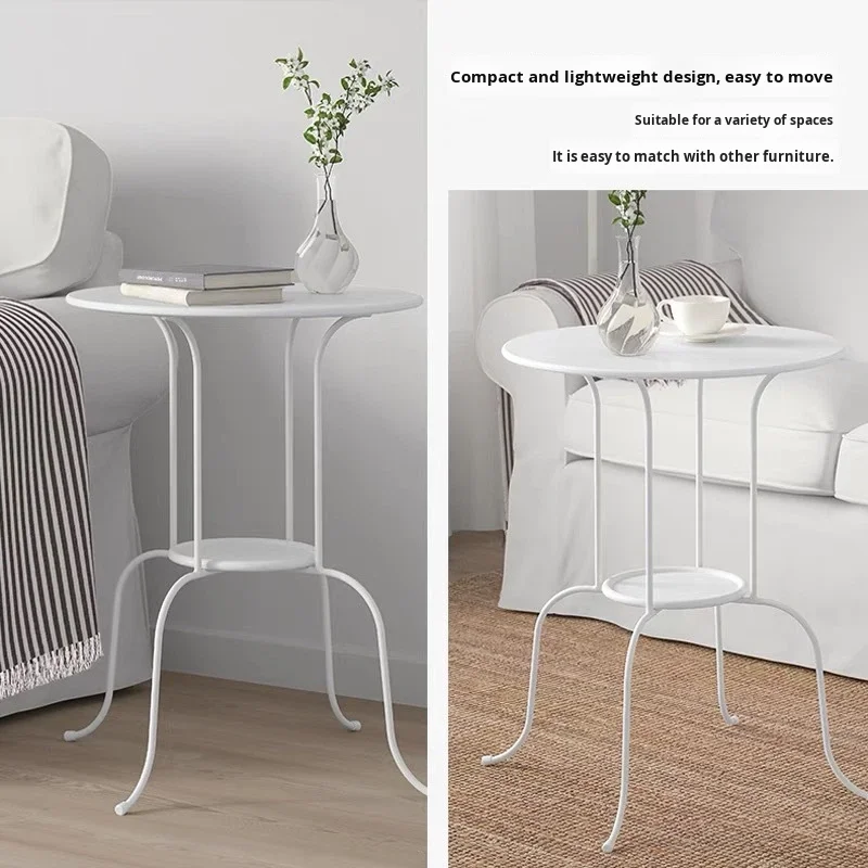 #Small Modern Adjustable Coffee Table Porcelain White Thickened Iron Living Room Sofa Bedside