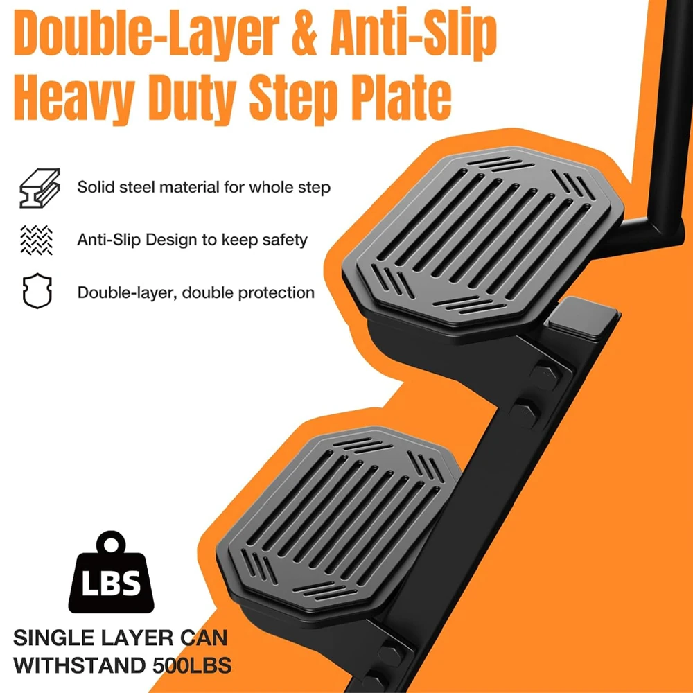 Heavy Marine Trailer Steps Trailer Anti-skid Steps with Universal Long Armrests