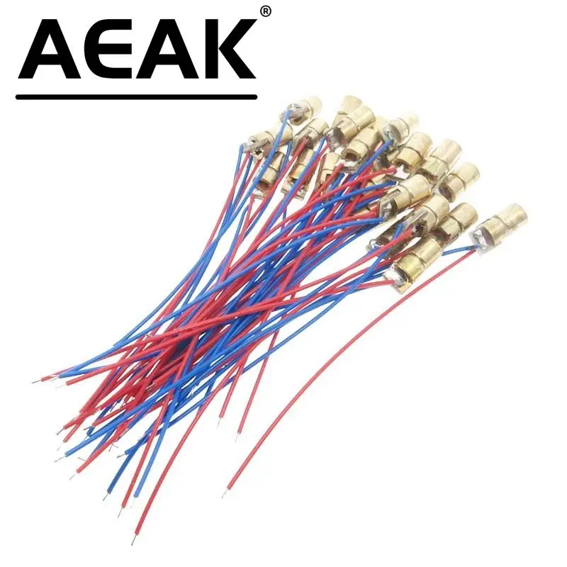 10PCS 5V 650nm 5mW Adjustable Laser Dot Diode Module Red Sight Copper Head Mini Laser Pointer