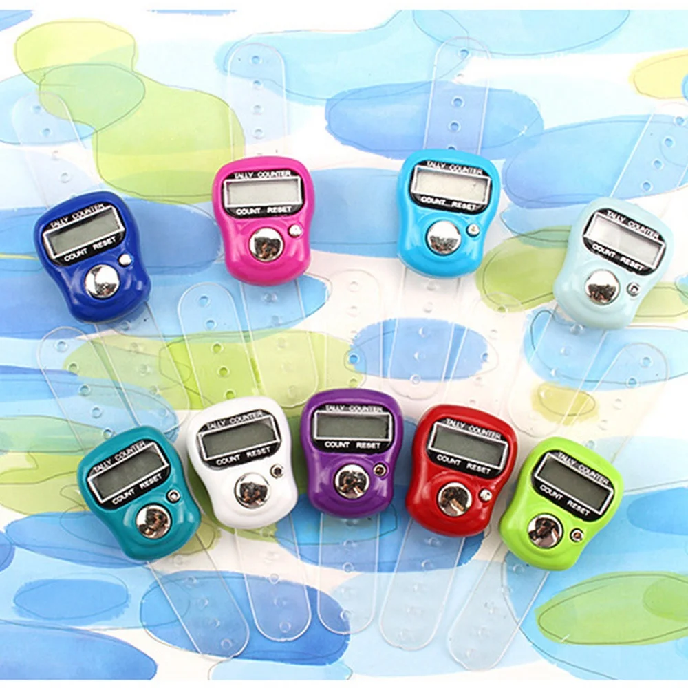 LCD Electronic Finger Hand Ring Knitting Row Tally Counter Pedometer Digital Hand Tally Counter Random Color