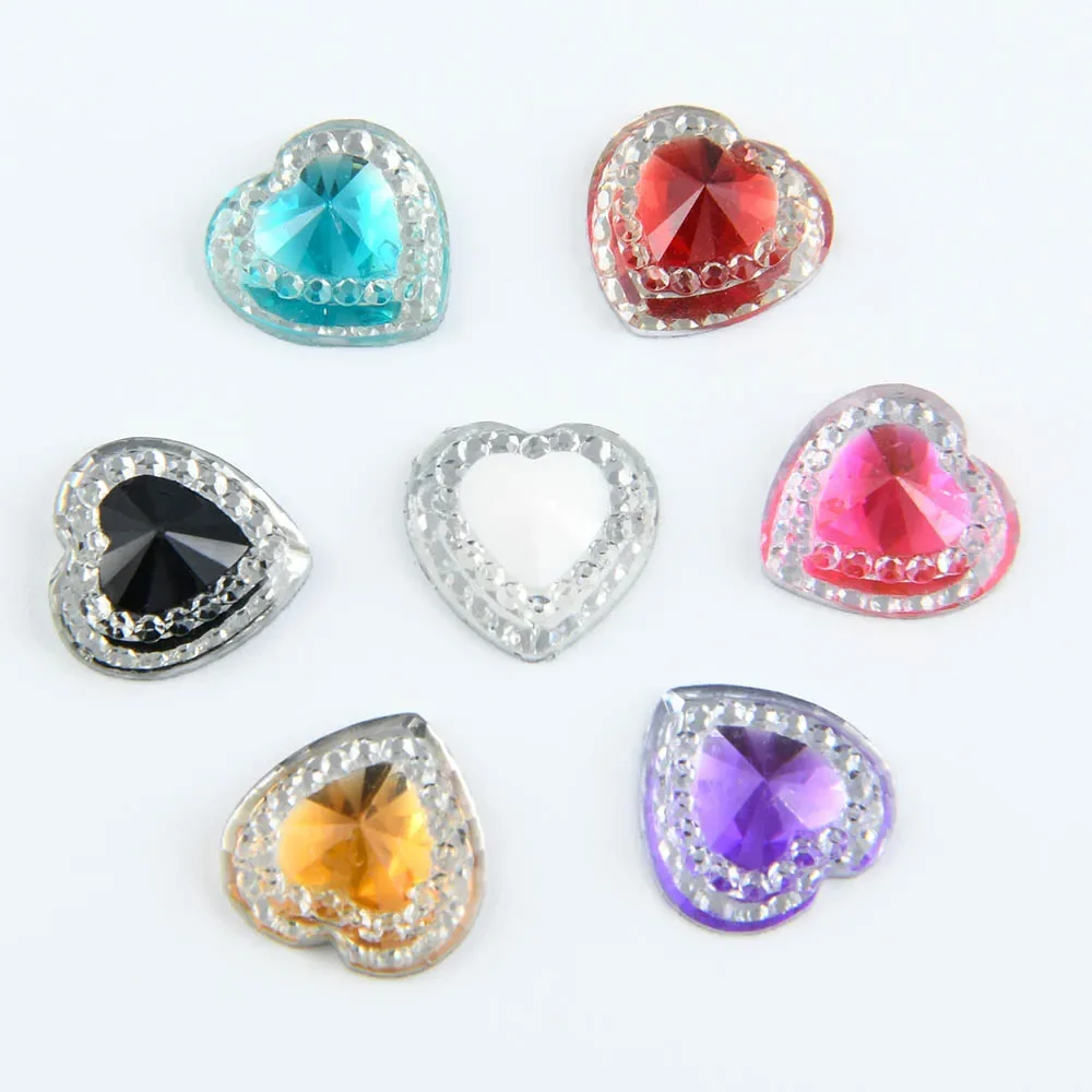 60pcs 12mm Heart FlatBack Resin Rhinestones Crystal Stone for Wedding Decoration Scrapbooking Crafts Lamp Shades