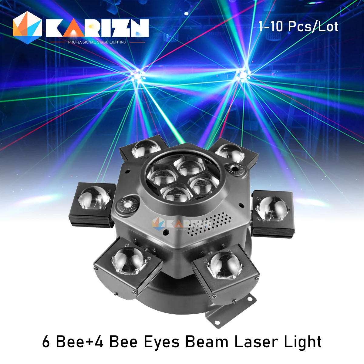 

0 Tax 1-10 New Bee Eye Laser 6 Arms Beam Led RGBW Moving Head Light With DMX Control For Disco Party Christmas Recommend