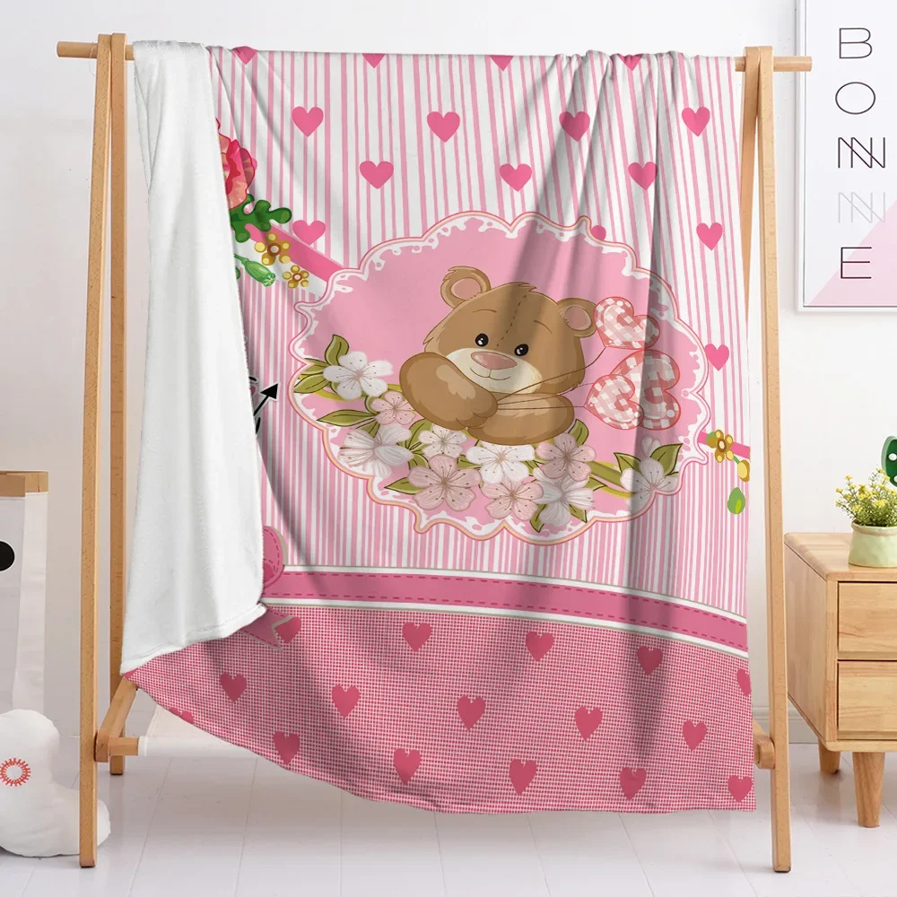 

Blanket Valentines Day Birthday Throw Love Heart Printed Bed Flannel Fleece Soft Plush Quilt for Couch Sofa