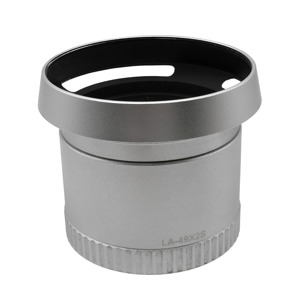 Lin Go Metal Vented Lens Hood for Leica X1 X2, 49mm Screw Mount Lens Shade + Adapter Ring LA-49X2S