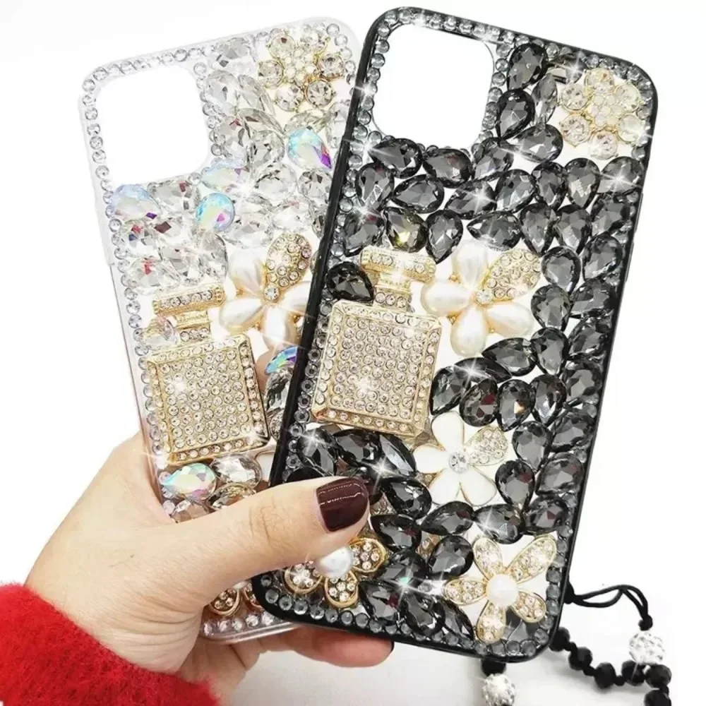 Handmade Case Bling Rhinestone Diamond Crystal Mobile Phone Decorative Case for IPhone 15 14 13 12 11 Pro Max Cover 8 Plus X XS