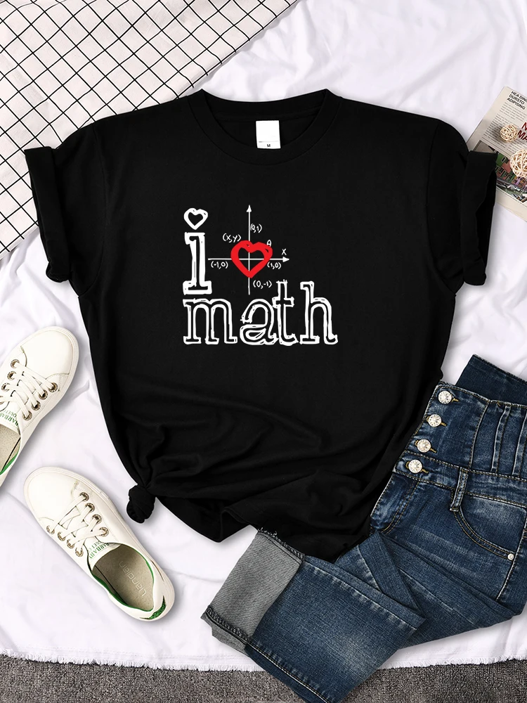 

T-Shirts Women's I Love Math Letter Pattern Printed T-Shirt Women Casual Tees Oversize Soft Female t-Shirt Japan Style Tops