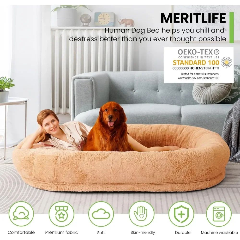 Premium 400 GSM 3D Air Fabric Dog Bed for Adults - 68