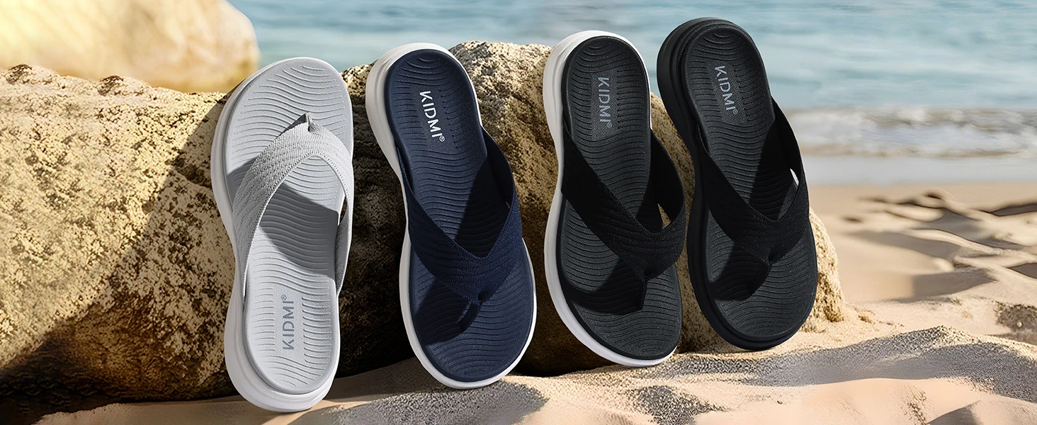 Comwarm Damen-Flip-Flops mit Fußgewölbestütze und weichem Polster, bequeme Sommer-Strandslipper, Slip-On-Walking-Thong-Sandalen für Damen – Detail 5