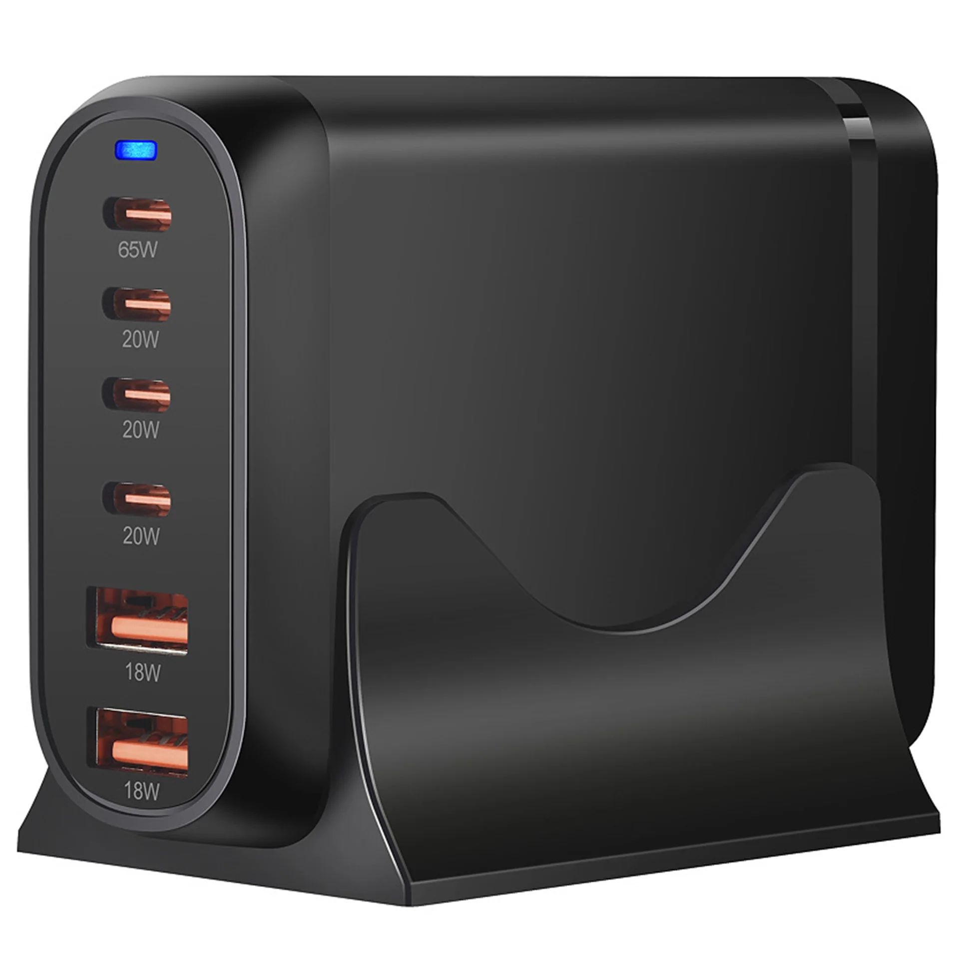 160W GaN Fast Charger Adapter 3.0 USB Type C Quick Charging Dock Stand with 6 PD Ports Portable Adapter for Phones And Tablets