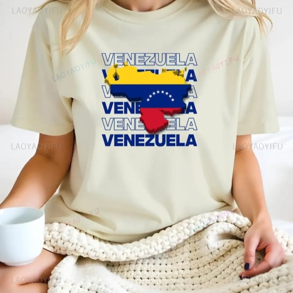 جريئة فنزويلا فخر المشارك الفن الحد الأدنى تي شيرت مطبوع موضة عادية فضفاض Harajuku المرأة التي شيرت قصيرة الأكمام س الرقبة تيز #1