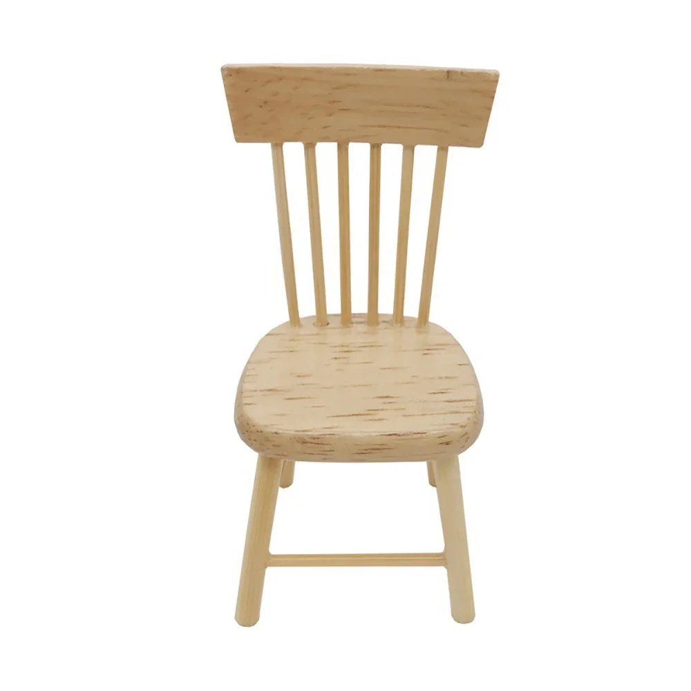1Pcs 1/12 Dollhouse Miniature Accessories Mini Wooden Chair Stool Furniture Armchair Model Toy for Doll House Decoration