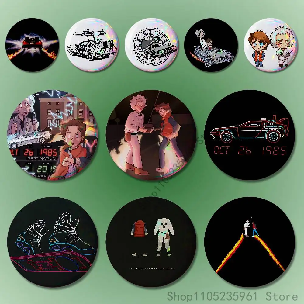 

B-Back To The F-Future 58mm 44mm HD Print Brooch Badges Pretty Derby Round Display Brooches Lapel Pins Custom