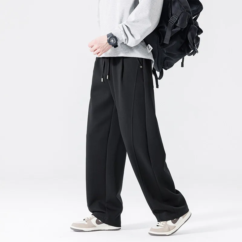 

Men's Bla Casual Pants 2026 Spring Loose Straight Leg Drapey Slimming Long Trousers Comfortable Polyester Cotton Spandex Blend