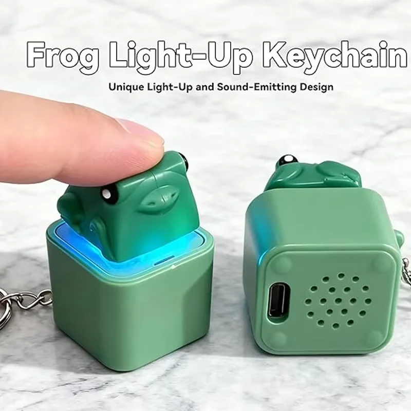 Chaveiro Recarregável com Sapo Engraçado que Grunhe, Botão de Teclado com Som e Luz LED para Alívio do Estresse Infantil