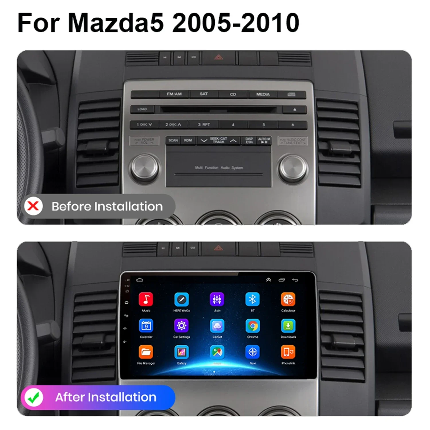 Android Car Radio Carplay for Mazda 5 2005-2010 Car Radio Multimedia GPS Track 2din No Dvd Player Navigation Head Unit Audio