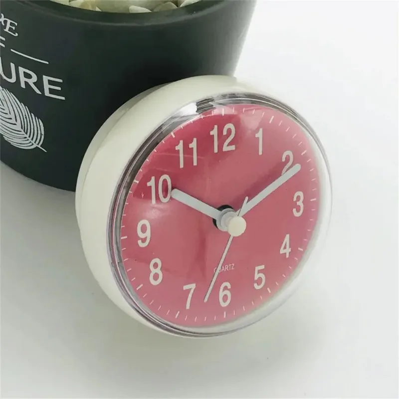 

Shower Anti Fog Waterproof Mini Small Table Decoration Kitchen Living Bathroom Room Wall Clock Toilet Round Quartz Sucker 시계