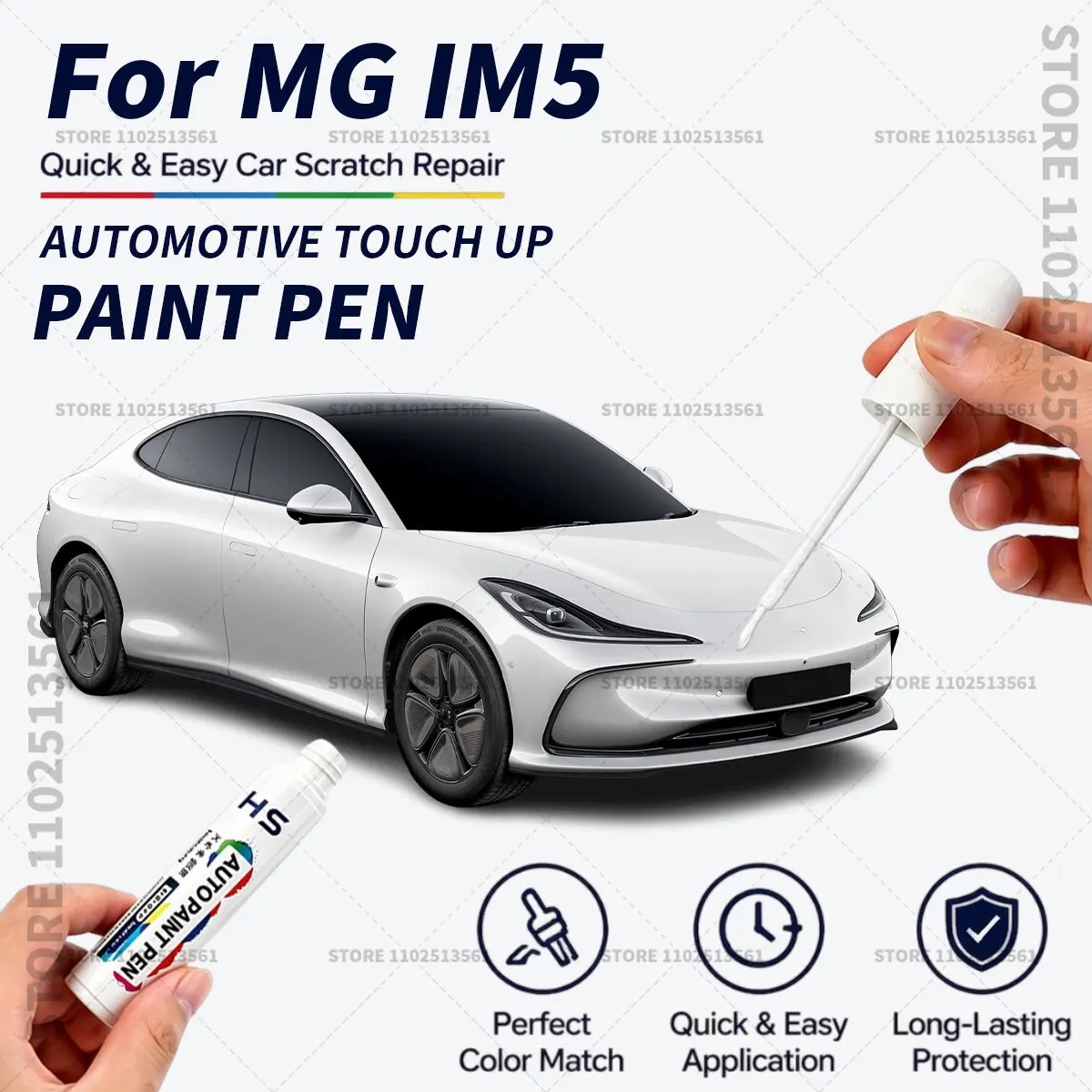 Quick Dry Car Touch Up Paint Pen Auto Scratch Repair Brush for Paint Chips Scratches and Scuffs For MG Motor MG IM5 White Black