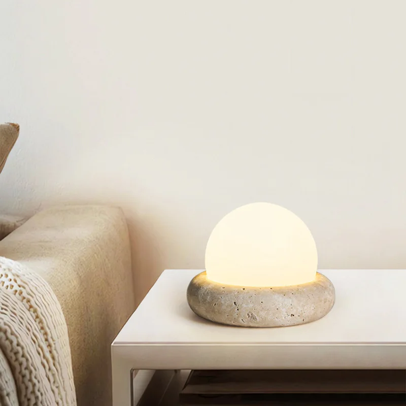 Japanese Wabi Sabi Marble Floor Lamp Decorative Home Charging LED Table Desk Light Bedroom Headboard Creative Illumination Decor