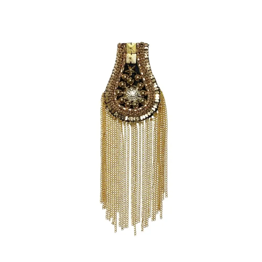 New Long Chain Shoulder Tassel Epaulet Detachable Rhinestone Shoulder Epaulettes Brooch Clothing Accessories