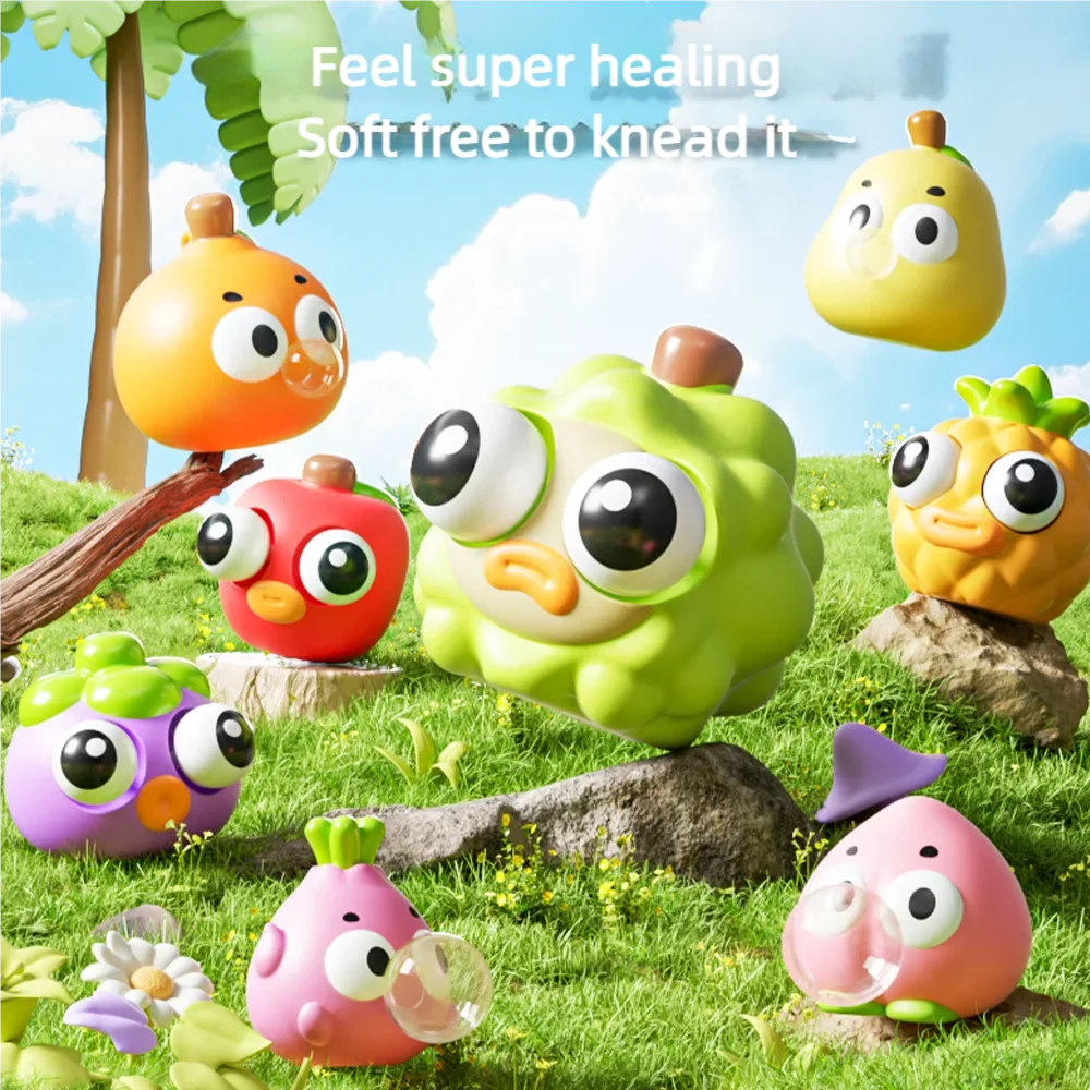 

Cute Spitting Bubbles Pop Eye Fruits Squish Squeeze Toys Anxiety Stress Relief Sensory Antistress Toys For Adults Kids Toys Gift