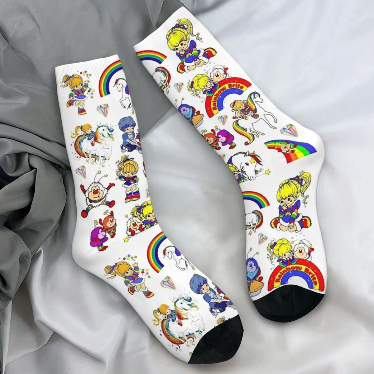 Rainbow Brite Socks Cartoon Television Funny Stockings Autumn Anti Bacterial Men's Socks Comfortable Graphic Skateboard Socks