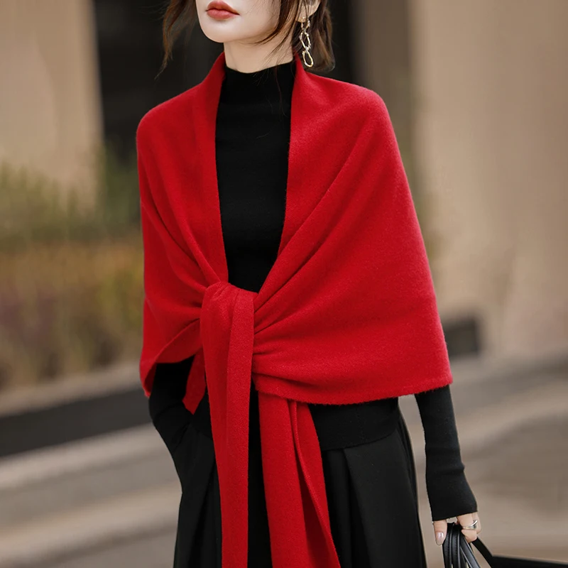 2025 موضة 100% وشاح شال من الصوف تنوعا التنقل بسيط الترفيه الصوف الخالص مثلث تنوعا كبير الباشمينا