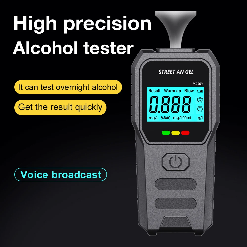 Precision Digital Breath Alcohol Tester Professional Breathalyzer With LCD Display Electronic Alcohol Tester Voice Broadcast