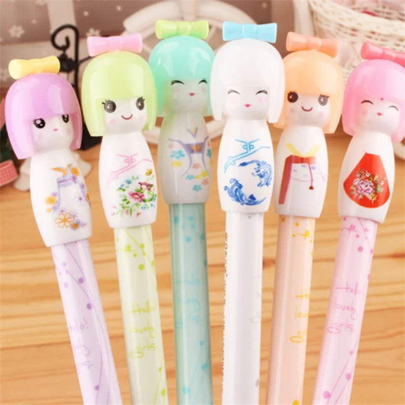 24 pcs/lot Kawaii The Doll Gel Pen Cute 0.5mm Black Ink Signature Pens Stationery Gift School Writing Supplies